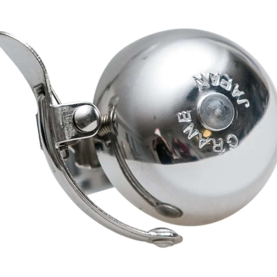Bellen < Crane Bell Co. Mini Suzu Fietsbel - Steel Band Mount - polished silver