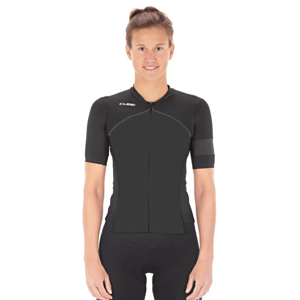 CUBE BLACKLINE Fietsshirt met Korte Mouwen Dames - zwart