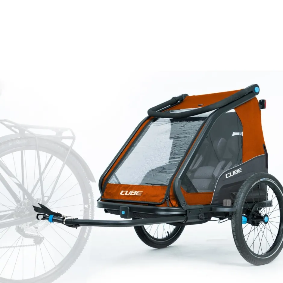 Kinderkarren < CUBE Double CMPT Fietskar voor Kinderen - X Actionteam - grey´n´orange