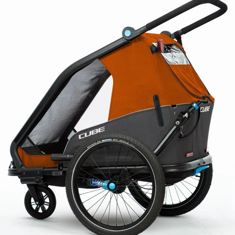Kinderkarren < CUBE Double CMPT Fietskar voor Kinderen - X Actionteam - grey´n´orange