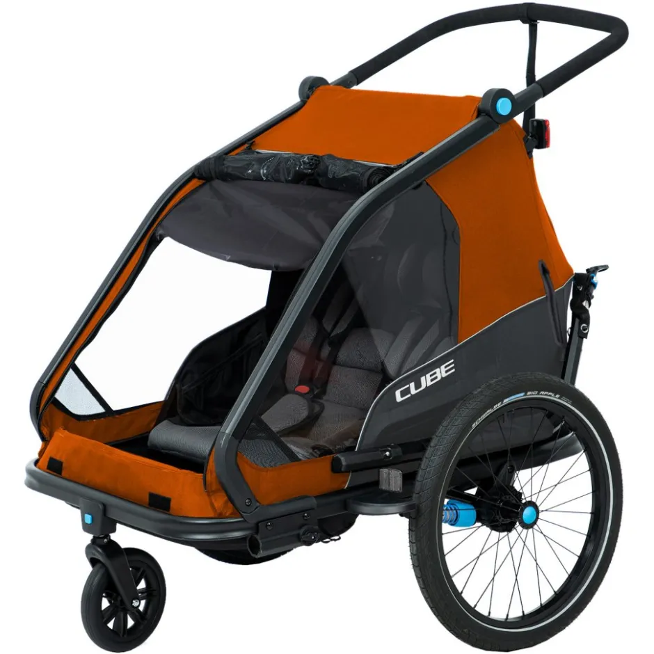 Kinderkarren < CUBE Double CMPT Fietskar voor Kinderen - X Actionteam - grey´n´orange