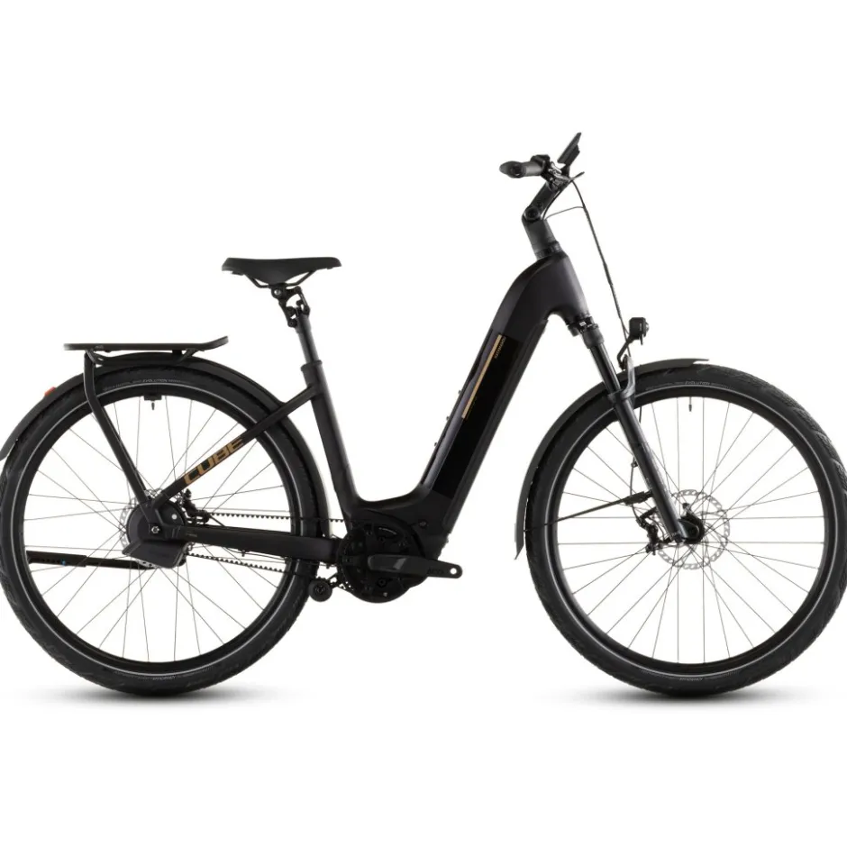 Elektrische Fietsen < CUBE KATHMANDU HYBRID Comfort SLX 800 - Easy Entry - Trekking E-Bike - 2026 - solareclipse / gold