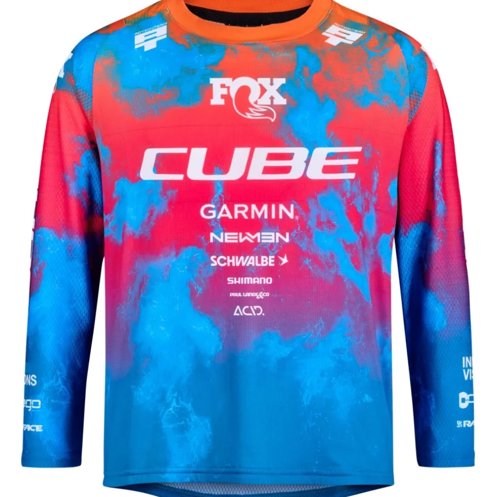 CUBE MTB ROOKIE X Actionteam Fietsshirt met Lange Mouwen Kinderen - blue´n´pink´n´orange