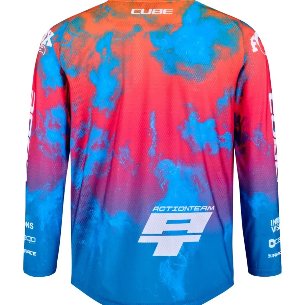 CUBE MTB ROOKIE X Actionteam Fietsshirt met Lange Mouwen Kinderen - blue´n´pink´n´orange