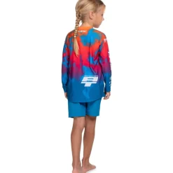 CUBE MTB ROOKIE X Actionteam Fietsshirt met Lange Mouwen Kinderen - blue´n´pink´n´orange