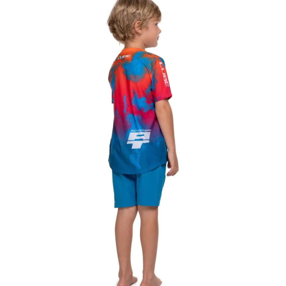 Shirts Kinderen < CUBE TB ROOKIE X Actiontea Fietsshirt et Korte ouwen Kinderen - blue´n´pink´n´orange