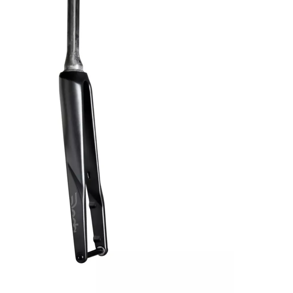 Deda EDG Road Voorvork - 28" | Carbon | DCR | Tapered 1 1/8" - 1 1/2" D-Shape | Flatmount | 45mm Offset - 12x100mm - polish on black (POB)