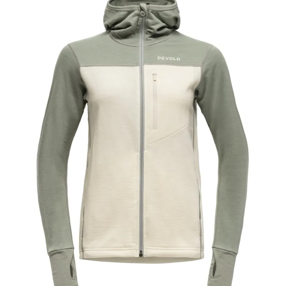 Devold Explorer Merino Jas met Capuchon Dames - 402A Fog/Raw White