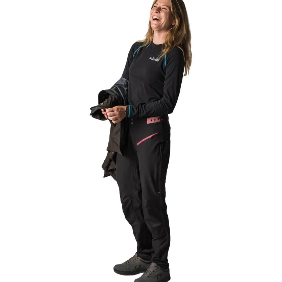 Dirtlej Trailscout Long Flex MTB-Broek Dames - Black Label - zwart/berry