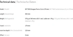 Dropper Posts < DXC DP/TWO Vario-Zadelpen - Ø 31.6 mm - Slag 170 mm