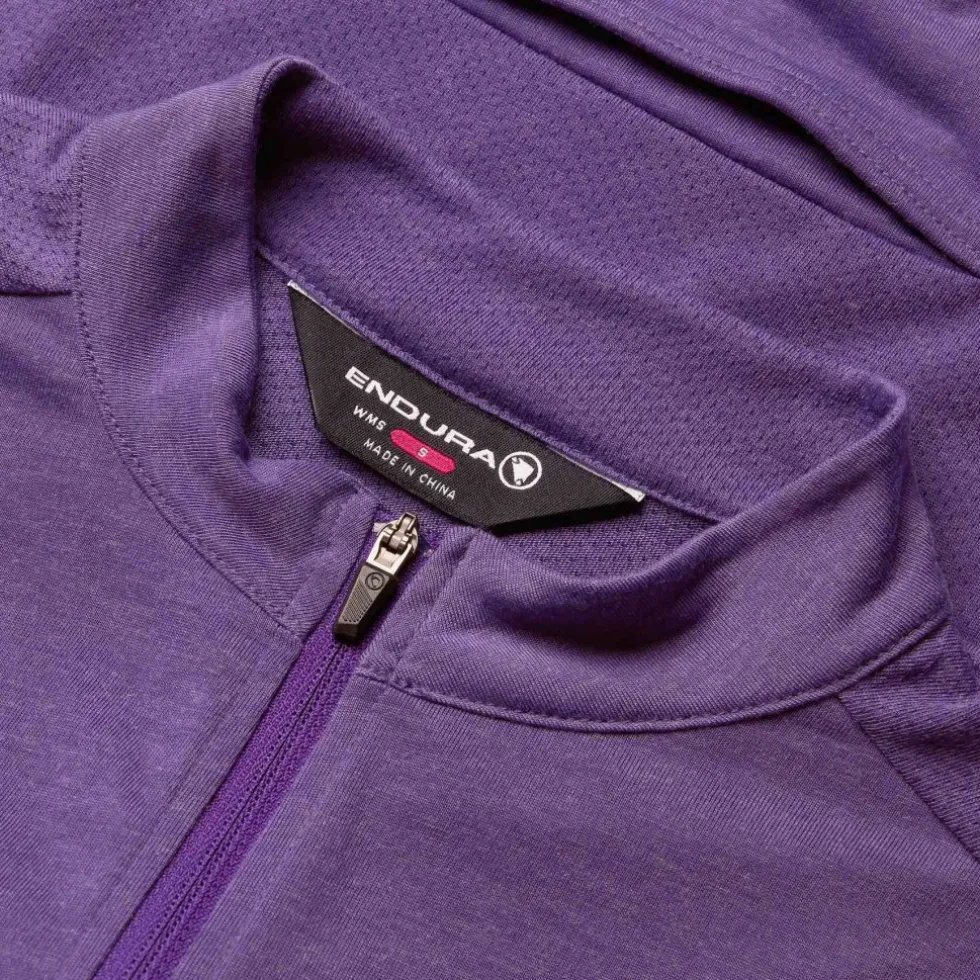 Endura Loop Zipped Fietsshirt met Korte Mouwen Dames - heather