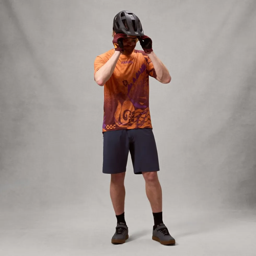Endura Singletrack Print Shirt met korte mouwen Heren - end orange