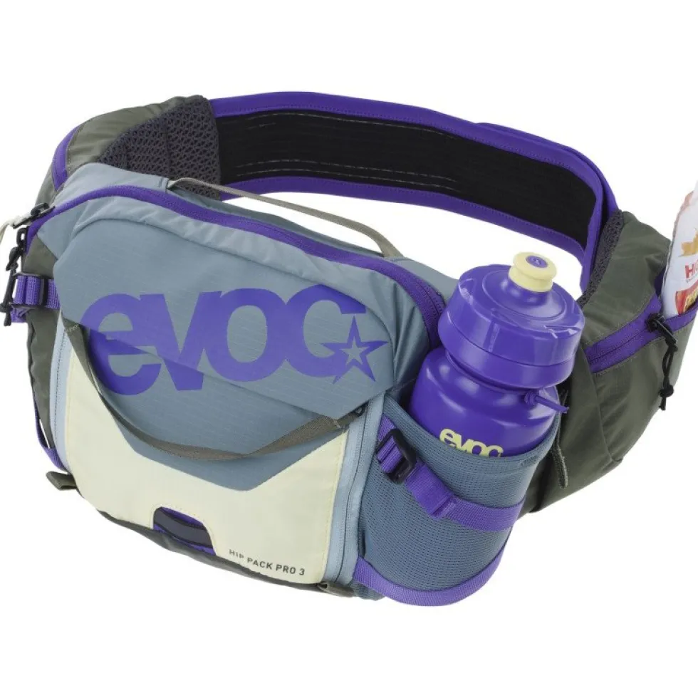 EVOC Pro 3 Heuptas + 1.5L Drinkzak - Steel - Violet - Dark Olive