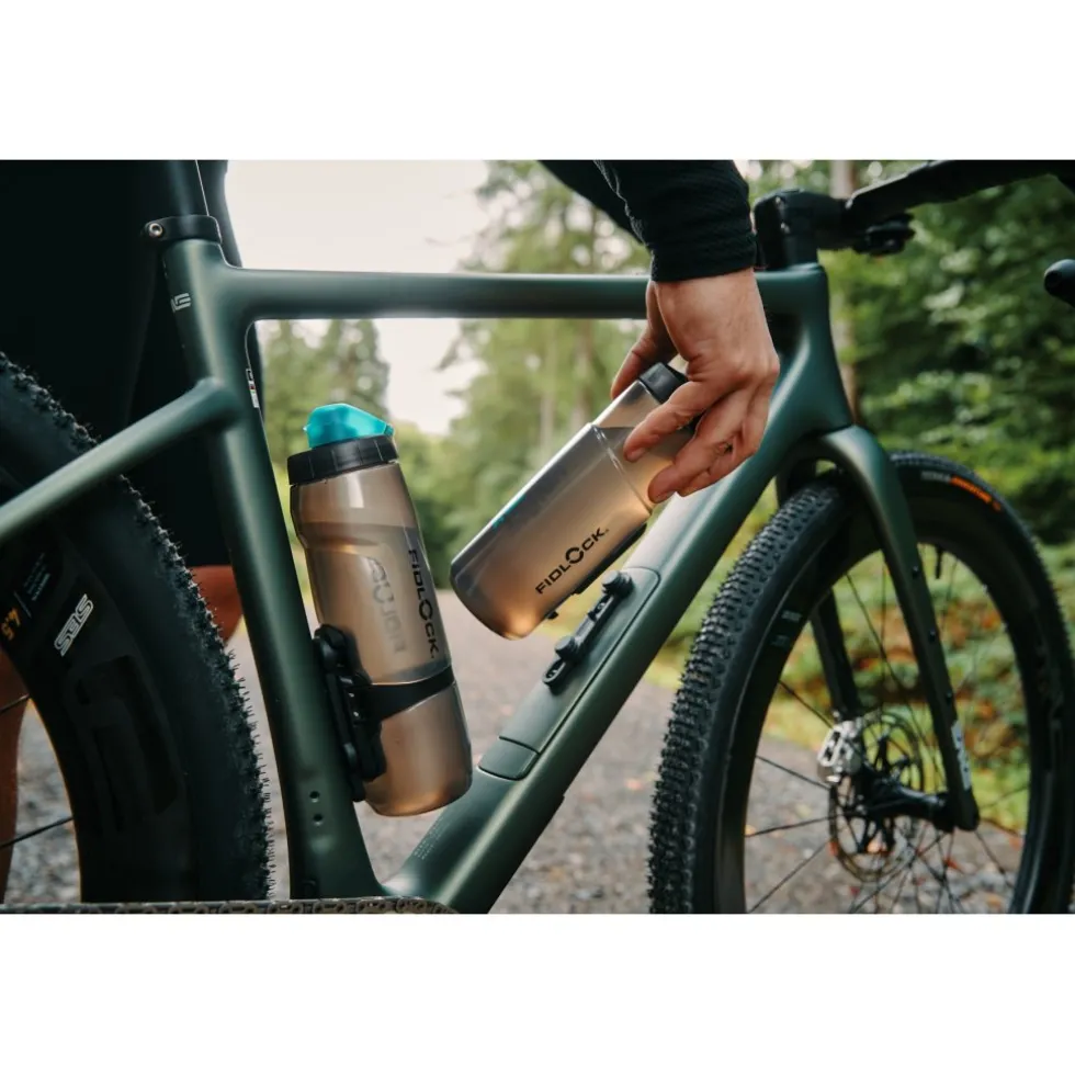 Fidlock Twist Single Fietsfles Antibacterieel + Bottle Connector - 600ml | transparent black