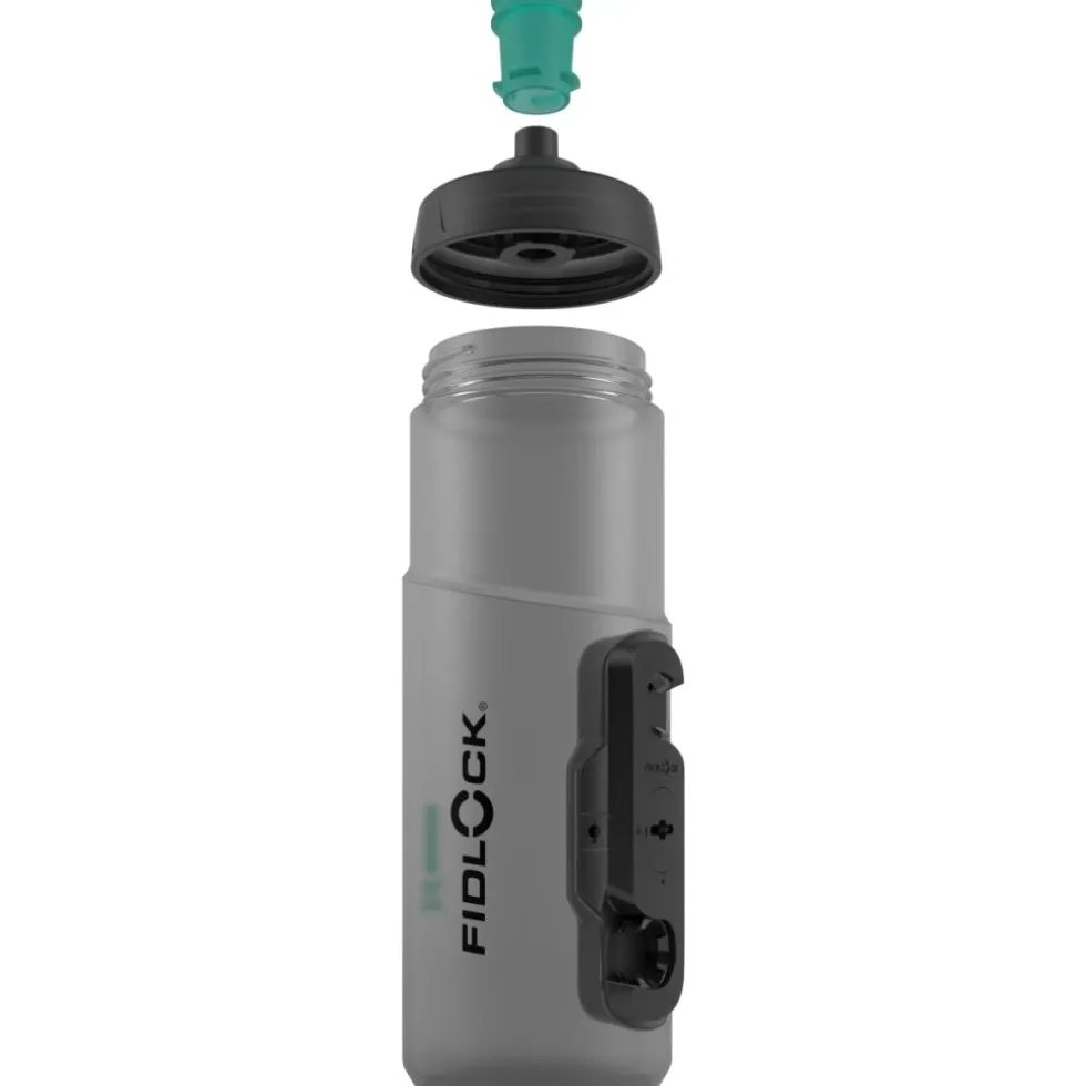 Fidlock Twist Single Fietsfles Antibacterieel + Bottle Connector - 600ml | transparent black