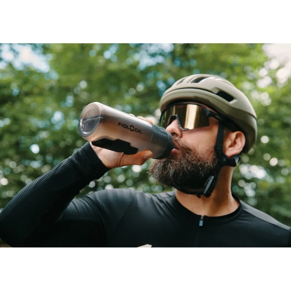 Fidlock Twist Single Fietsfles Antibacterieel + Bottle Connector - 600ml | transparent black