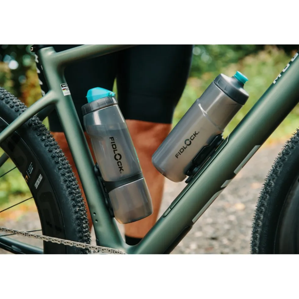 Fidlock Twist Single Fietsfles Antibacterieel + Bottle Connector - 600ml | transparent black