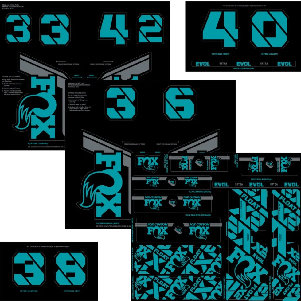FOX CUSTOM Decal Kit for Fork & Rear Shock - turquoise