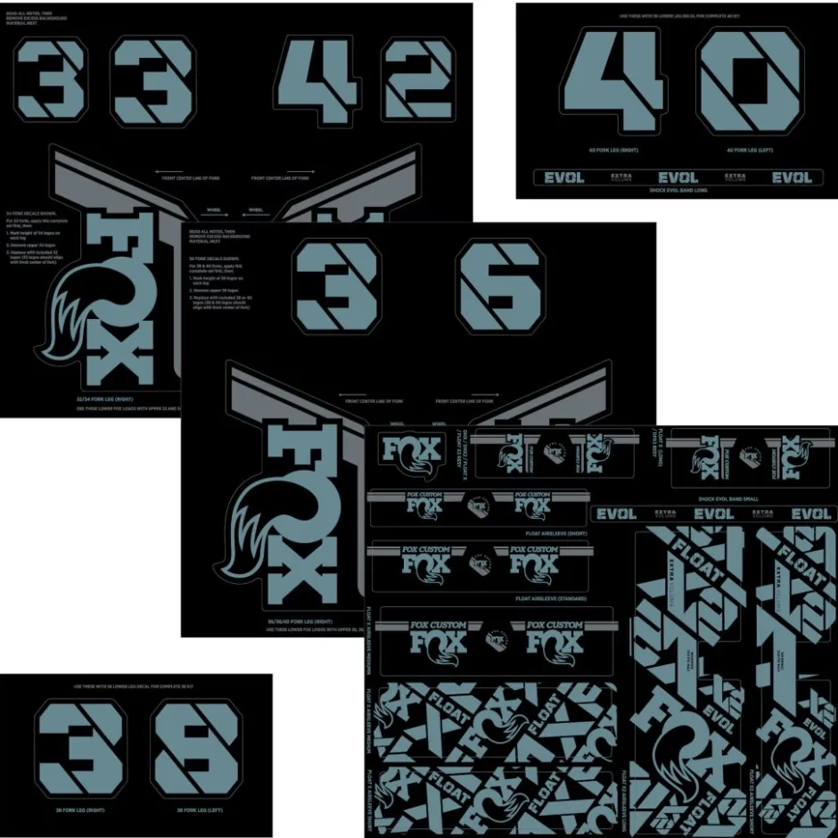 Stickers < FOX Factory FOX CUSTOM Decal Kit for Fork & Rear Shock - Storm Blue