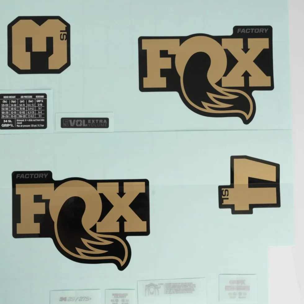 FOX Decal Kit voor 34 SL Voorwork (2026) - 803-04-268 | Factory | Shiny Black | Kashima/Grey Logo
