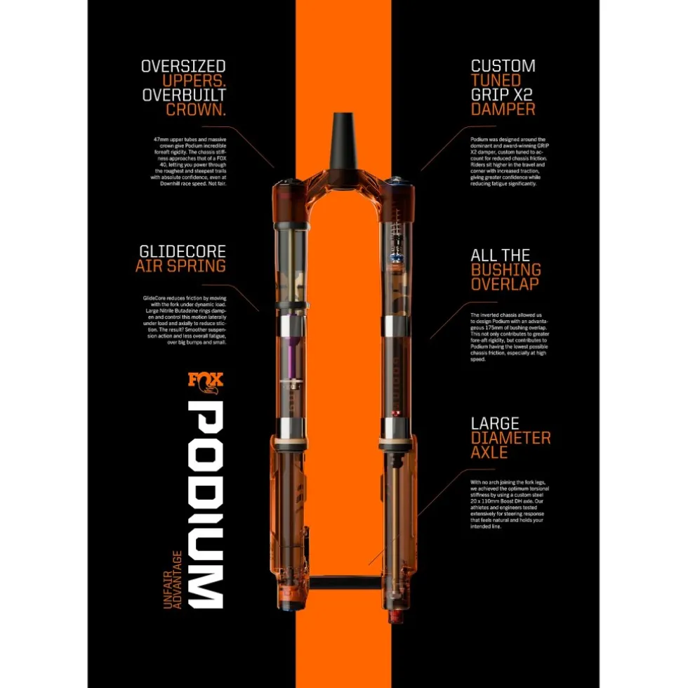 FOX PODIUM Voorvork - Factory | INV | GRIP X2 - 29" | 170mm | 20x110mm | 58HT