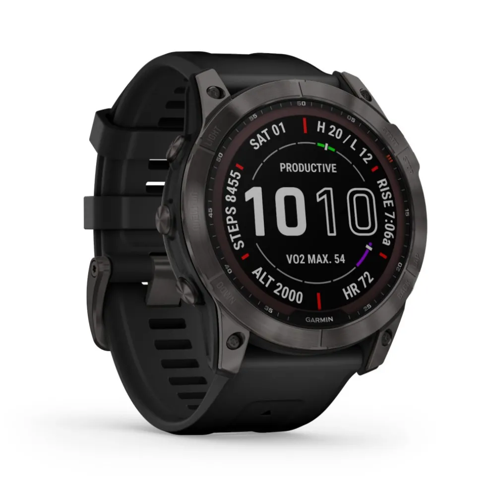 Garmin fenix 7X Sapphire Solar GPS Smartwatch - carbon grey/black - DLC Titanium