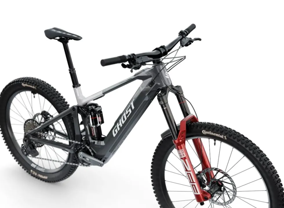 Ghost E-RIOT CF FULL PARTY - GX AXS - Mullet Carbon E-MTB - 2026 - ud carbon-mist blue / pure elegance glossy