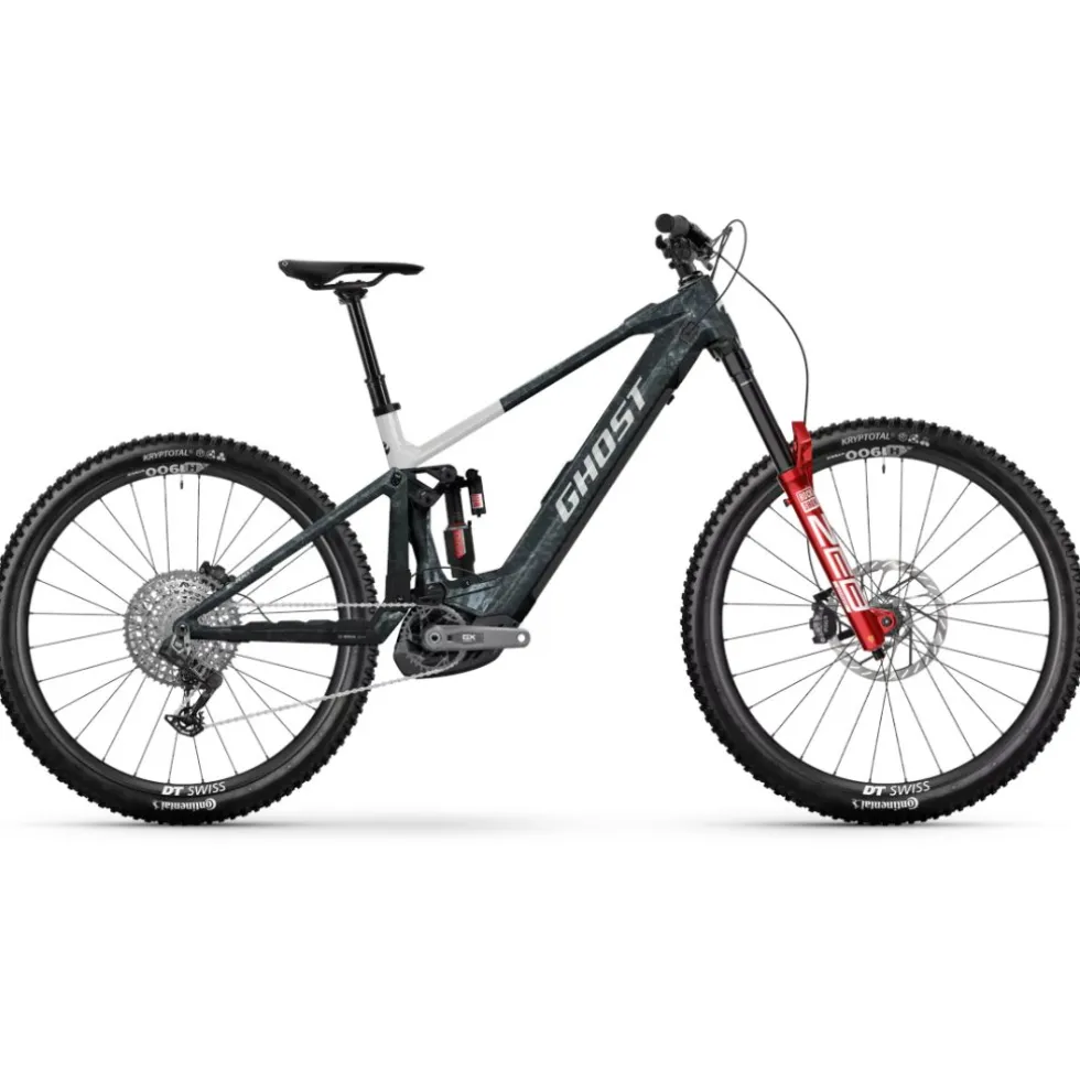 Ghost E-RIOT CF FULL PARTY - GX AXS - Mullet Carbon E-MTB - 2026 - ud carbon-mist blue / pure elegance glossy