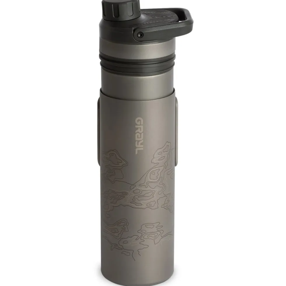 Grayl UltraPress Purifier Titanium Fles met Waterfilter - 500ml - Covert Black