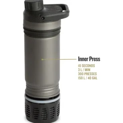 Grayl UltraPress Purifier Titanium Fles met Waterfilter - 500ml - Covert Black
