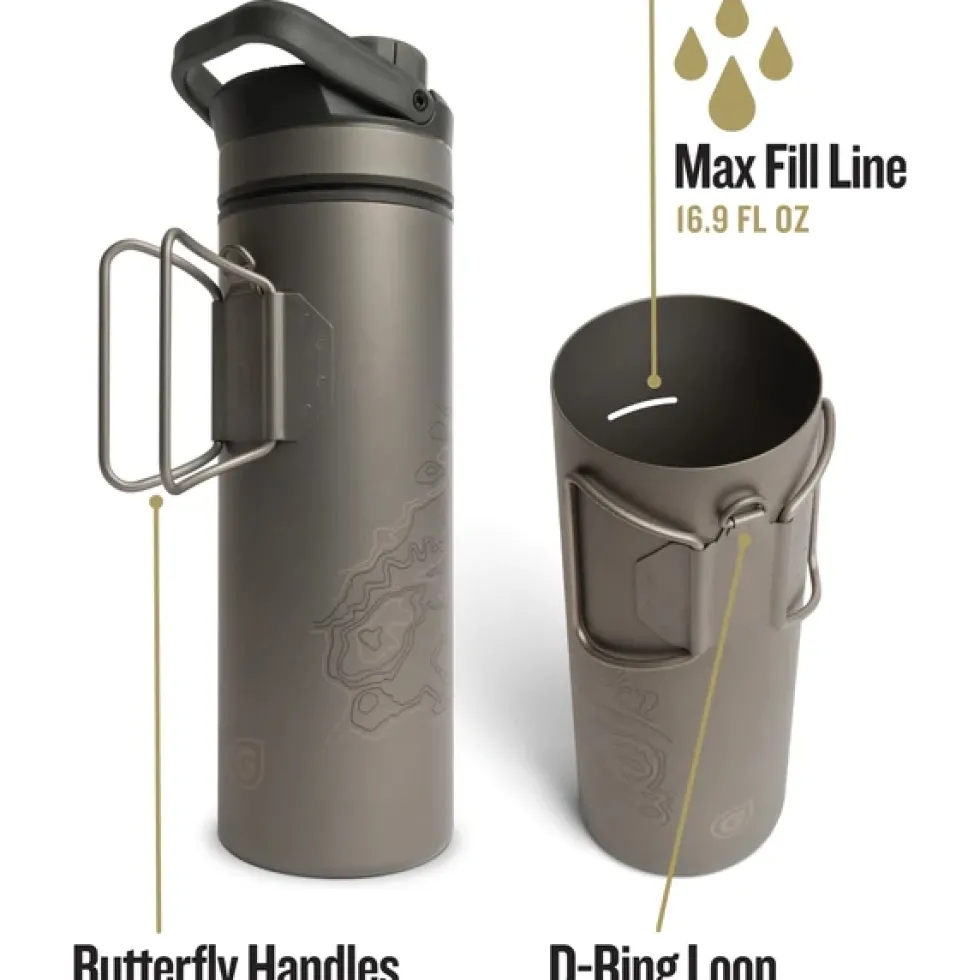 Grayl UltraPress Purifier Titanium Fles met Waterfilter - 500ml - Covert Black