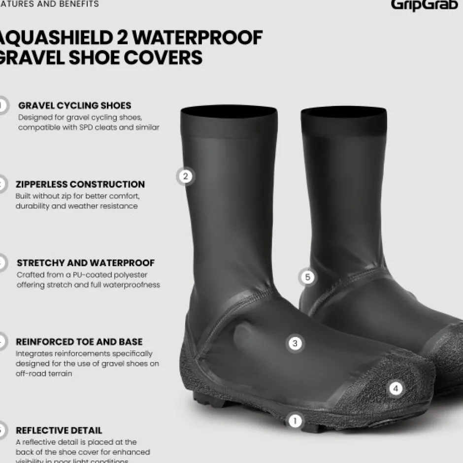 Overschoenen < GripGrab Aquahied 2 Waterdichte Grave Overchoenen - Zwart