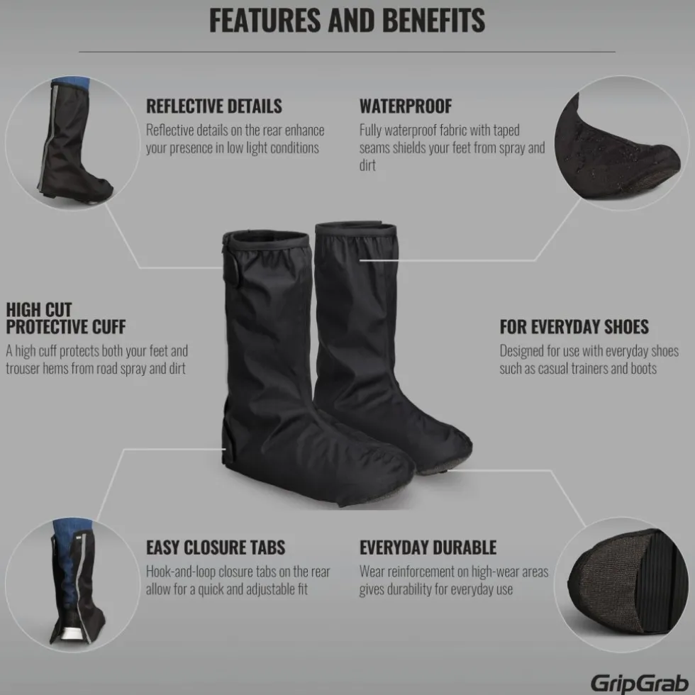 GripGrab DryFoot 2 Everyday Waterdichte Overschoenen - Zwart