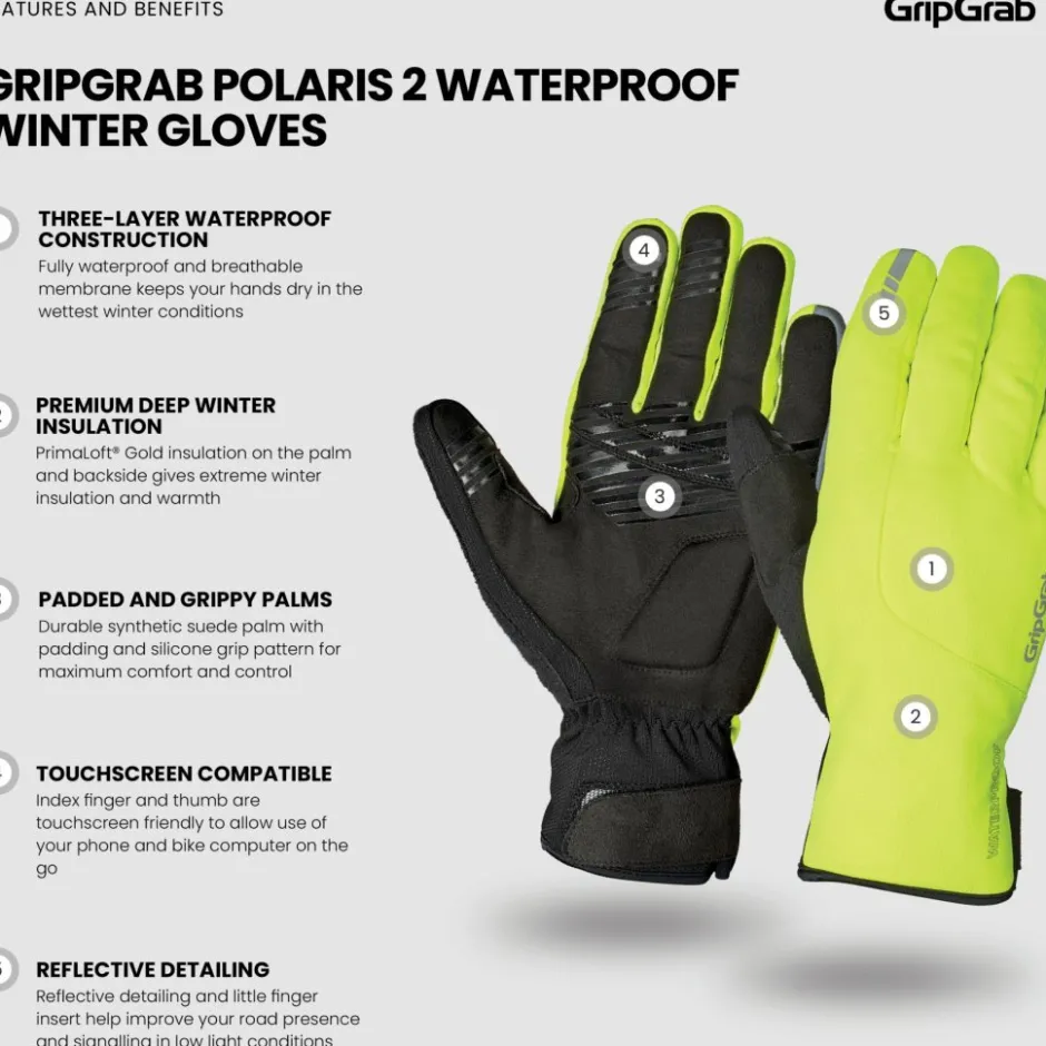 GripGrab Polaris 2 Waterdichte Handschoenen - Zwart