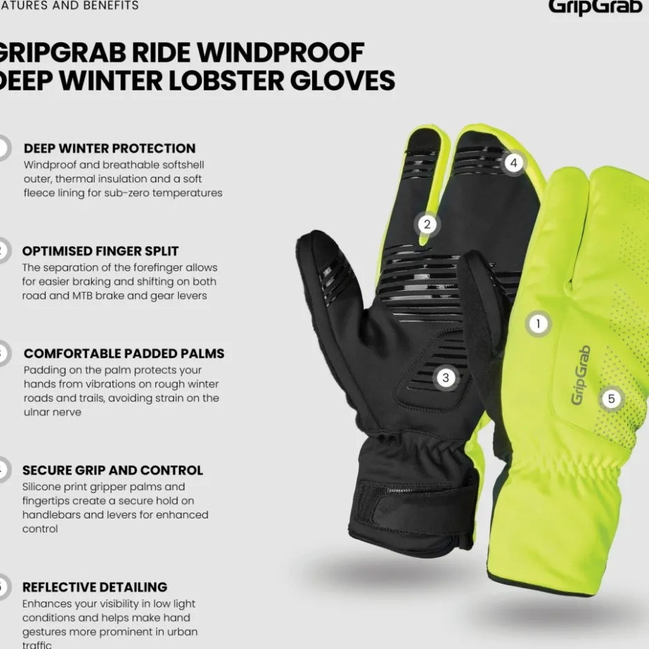 Winterhandschoenen < GripGrab RIDE Deep Winter obter Winddichte Handchoenen - Yeow hi-vi