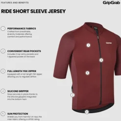Wielershirts < GripGrab RIDE Fiethirt et Korte ouwen Heren - Dark Red