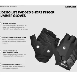 GripGrab RIDE RC Lite Padded Korte-Vinger Handschoenen - Zwart