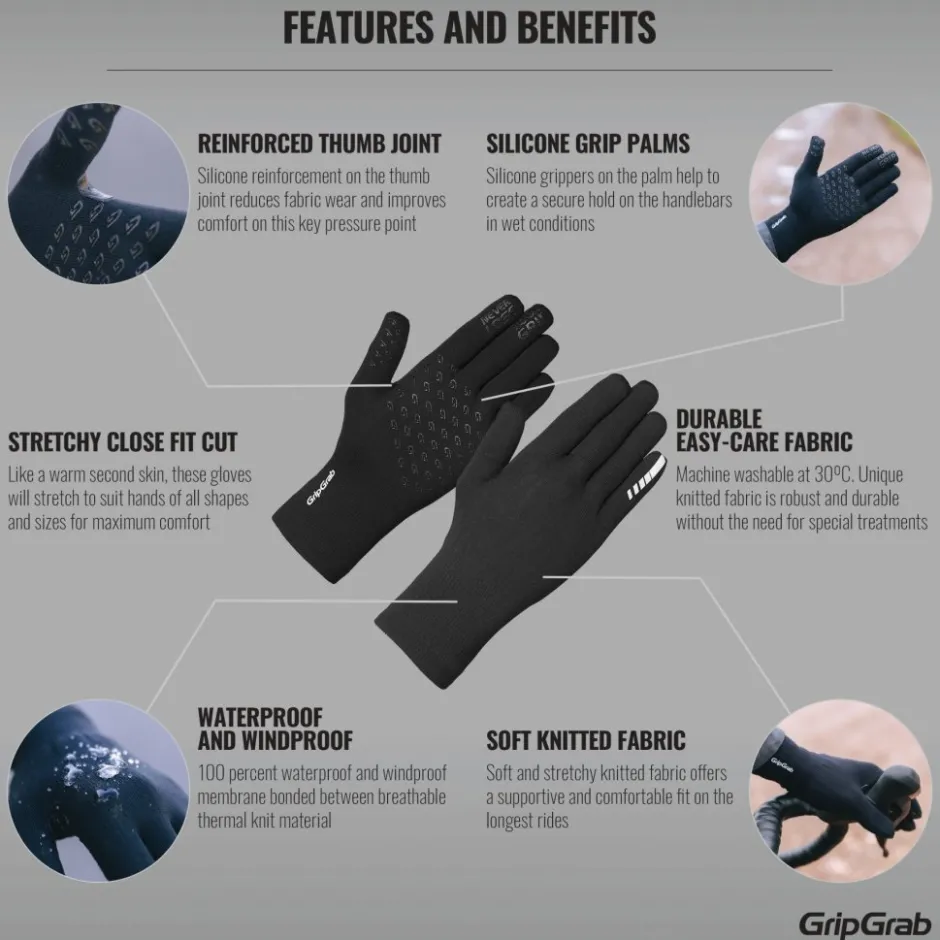 Wielerhandschoenen|Winterhandschoenen < GripGrab Waterproof Knitted Handschoenen - Zwart