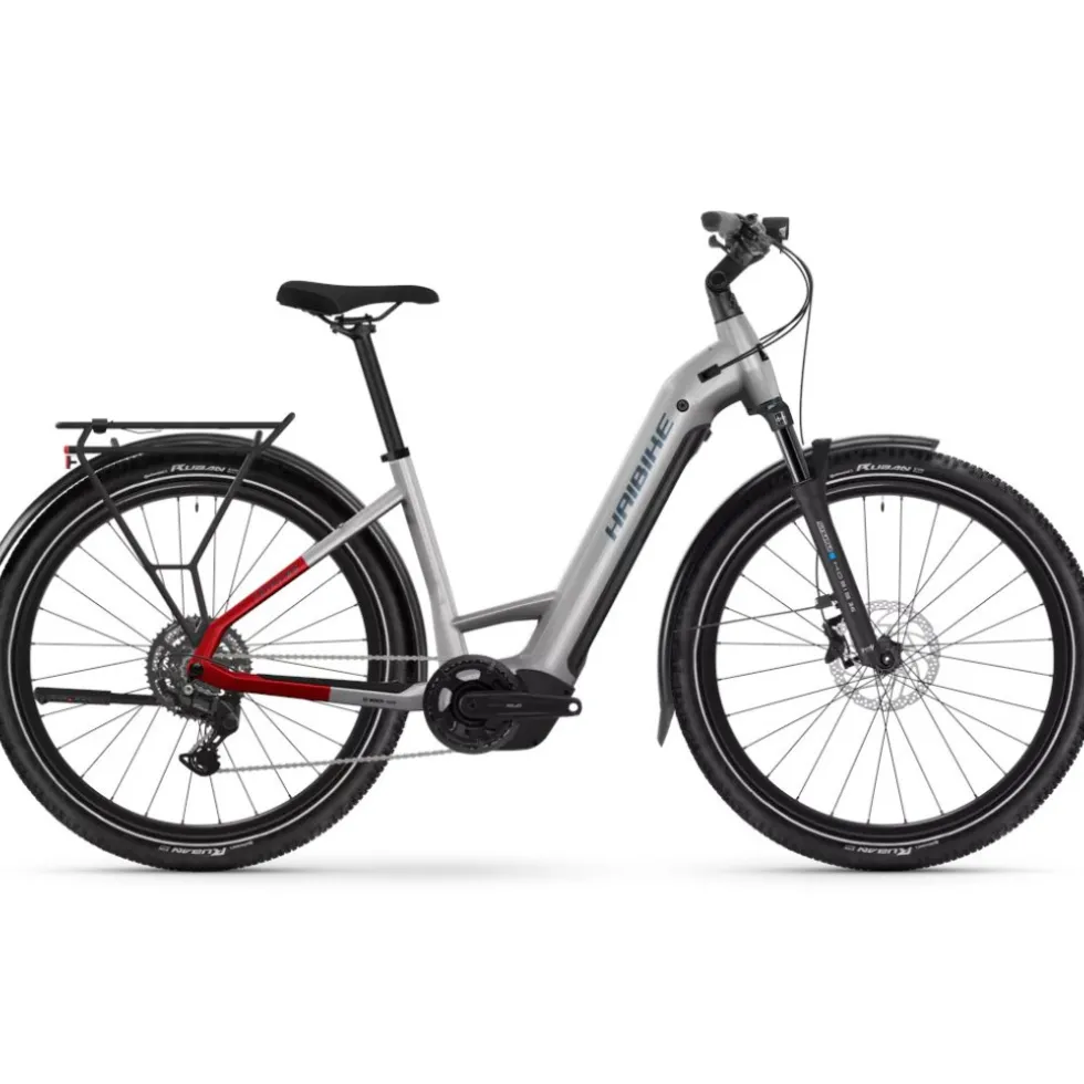 Haibike TREKKING 7 LOW i800Wh - 27.5'' Easy Entry Trekking E-Bike - 2026 - soft grey/red/blue