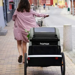 Hamax Avenida Fietskar voor 2 Kinder - Incl. dissel en buggywiel - olijfgroen