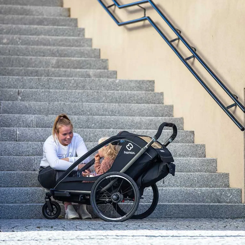 Hamax Breeze Fietskar voor 2 Kinder - Incl. dissel en buggywiel - zwart