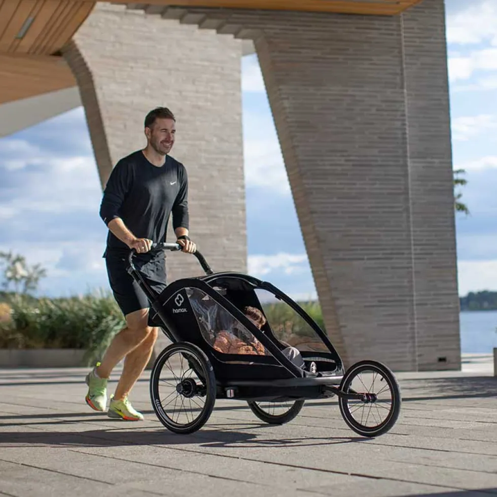 Hamax Breeze Fietskar voor 2 Kinder - Incl. dissel en buggywiel - zwart