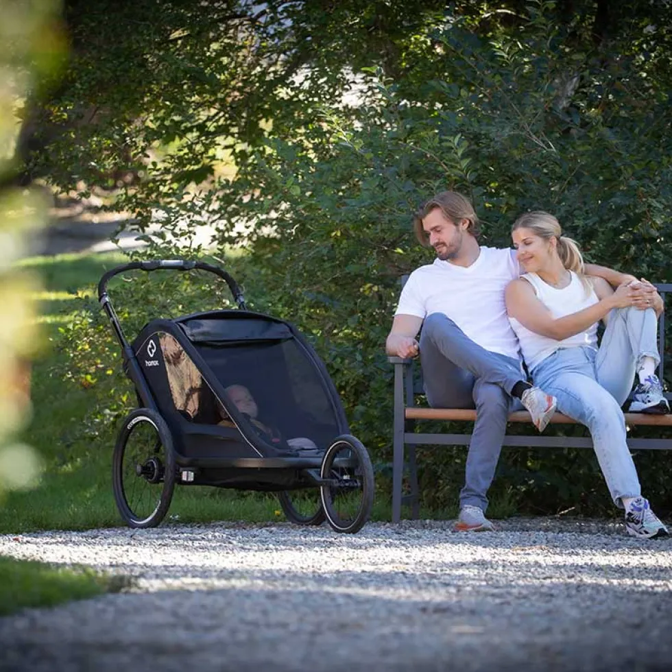 Hamax Breeze Fietskar voor 2 Kinder - Incl. dissel en buggywiel - zwart