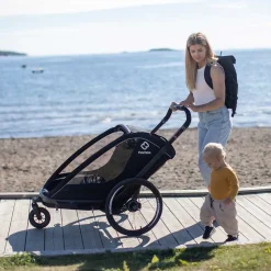 Kinderkarren < Hamax Breeze One Fietskar voor 1 Kind - Incl. dissel en buggywiel - zwart