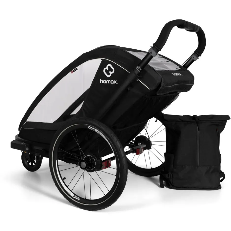 Kinderkarren < Hamax Breeze One Fietskar voor 1 Kind - Incl. dissel en buggywiel - zwart