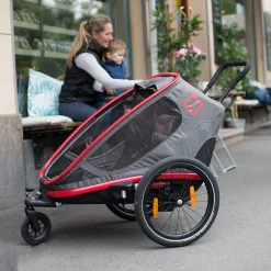 Hamax Outback Bike Trailer for 2 Kids - red / black