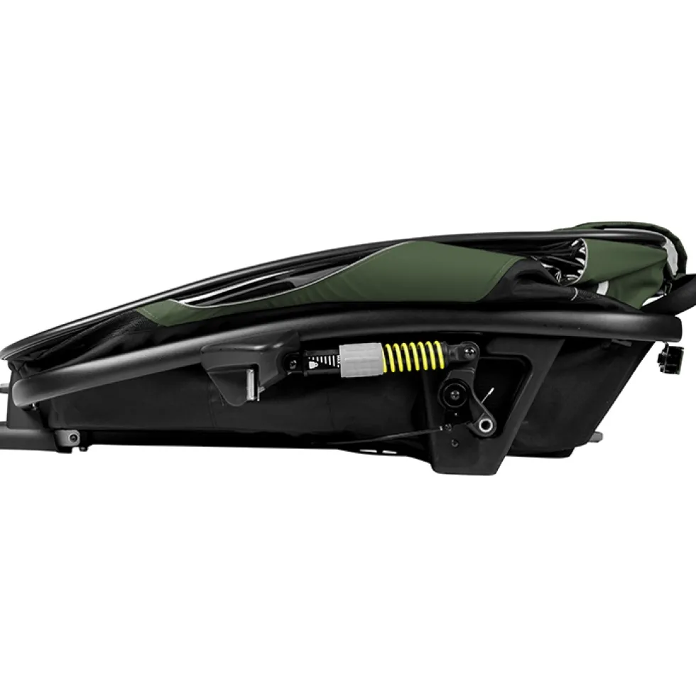 Hamax Outback One Bike Trailer for 1 Kid - Incl. Drawbar and Buggy Wheel - green / black