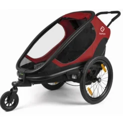 Kinderkarren < Hamax Outback One Bike Trailer for 1 Kid - Incl. Drawbar and Buggy Wheel - red / black