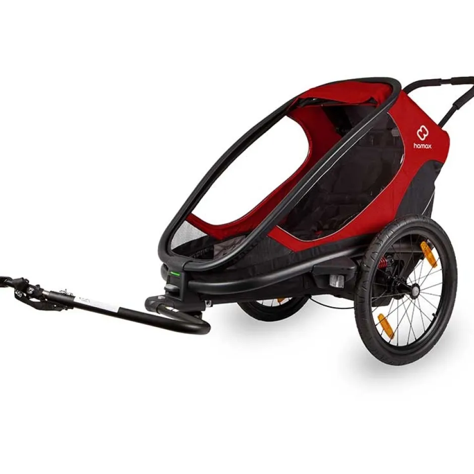 Kinderkarren < Hamax Outback One Bike Trailer for 1 Kid - Incl. Drawbar and Buggy Wheel - red / black