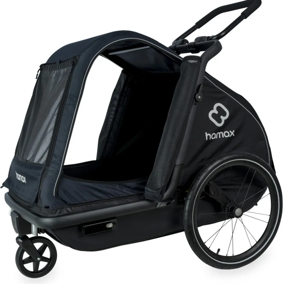 Hamax Pluto Large Fietskar voor Honden - Incl. dissel en buggywiel - marineblauw/zwart